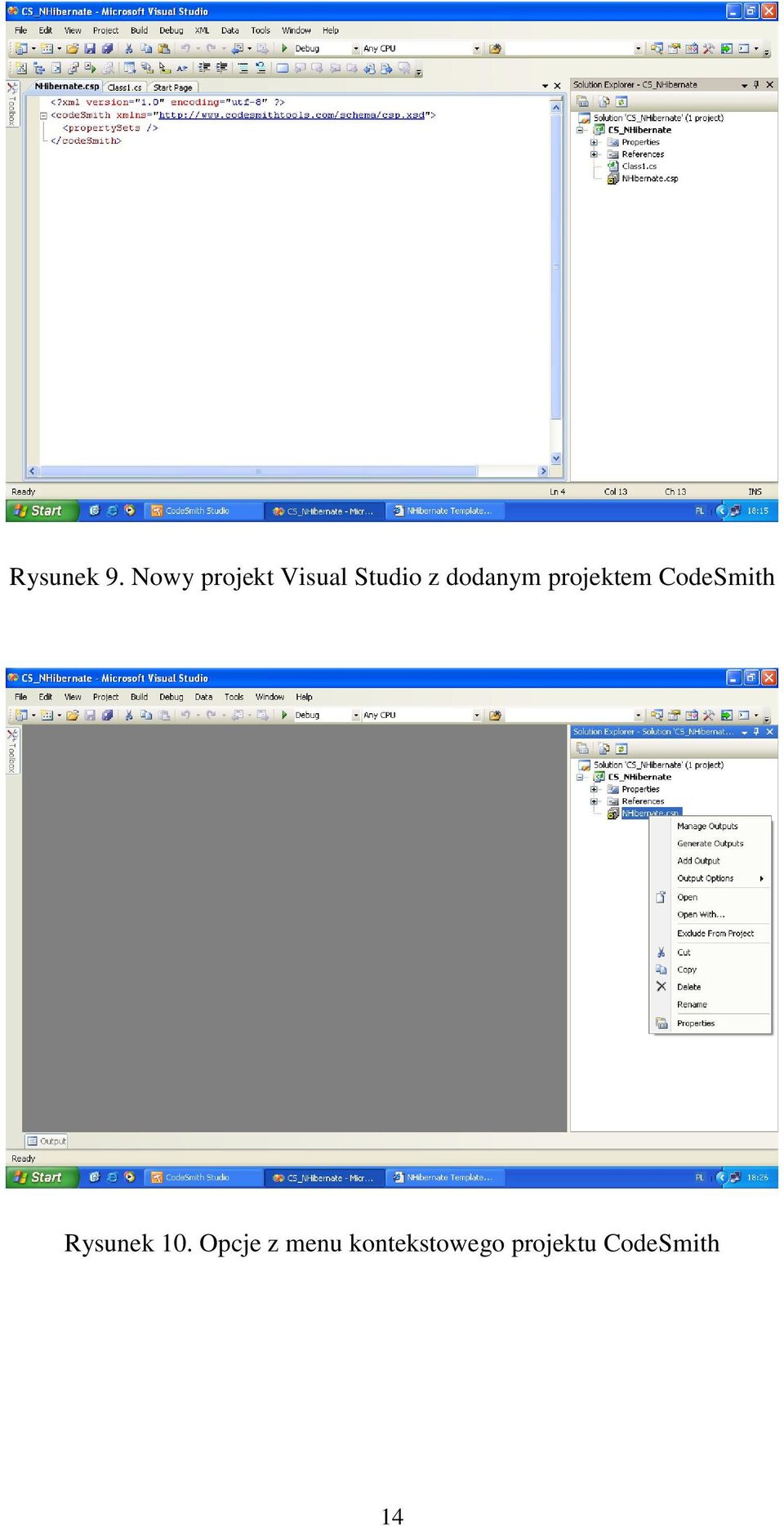 dodanym projektem CodeSmith