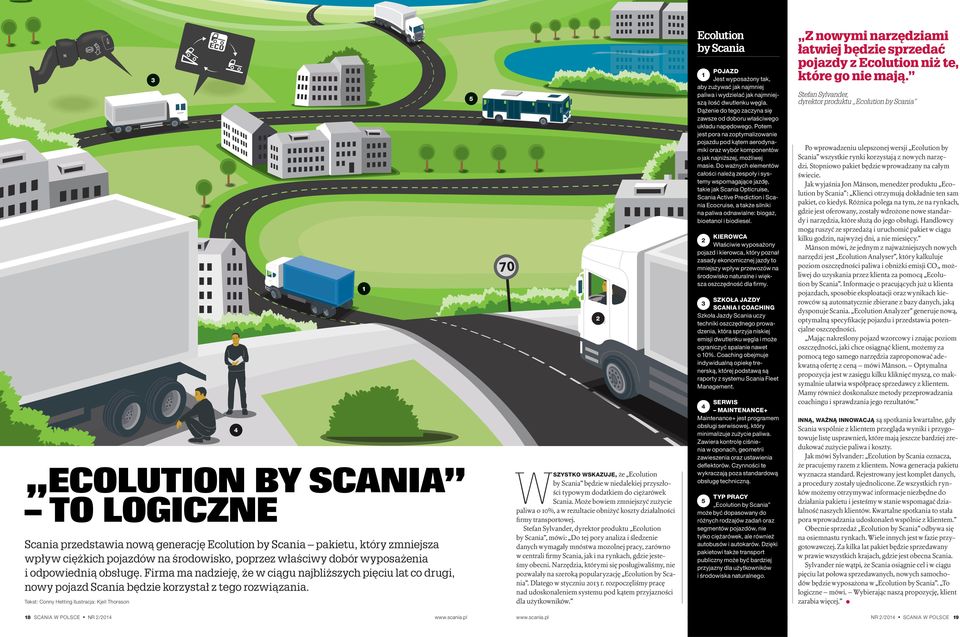 Tekst: Conny Hetting Ilustracja: Kjell Thorsson 3 4 1 5 WSZYSTKO WSKAZUJE, że Ecolution by Scania będzie w niedalekiej przyszłości typowym dodatkiem do ciężarówek Scania.