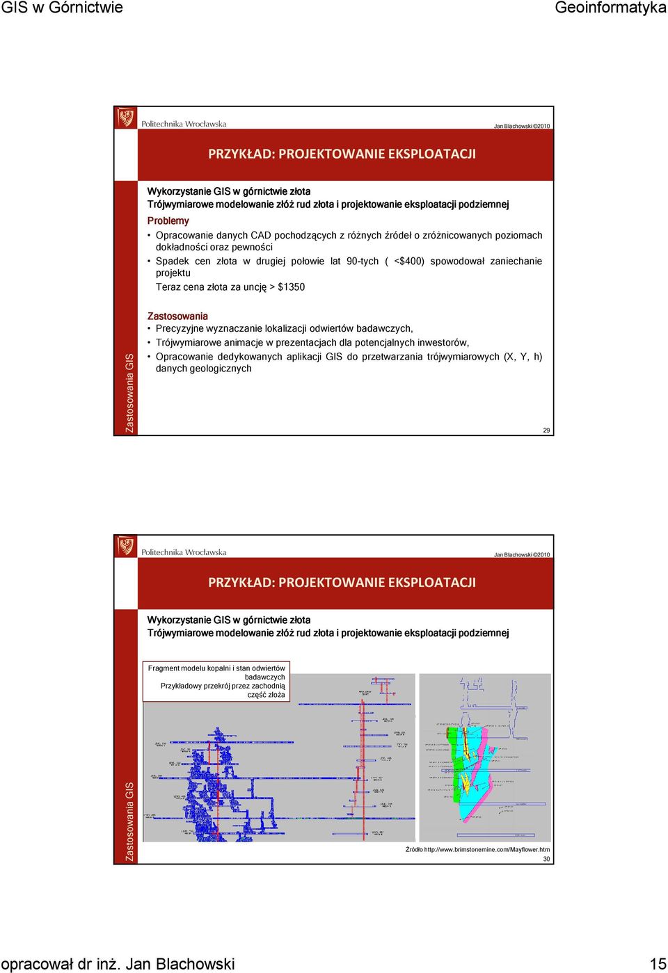 Zastosowania Precyzyjne wyznaczanie lokalizacji odwiertów badawczych, Trójwymiarowe animacje w prezentacjach dla potencjalnych inwestorów, Opracowanie dedykowanych aplikacji GIS do przetwarzania