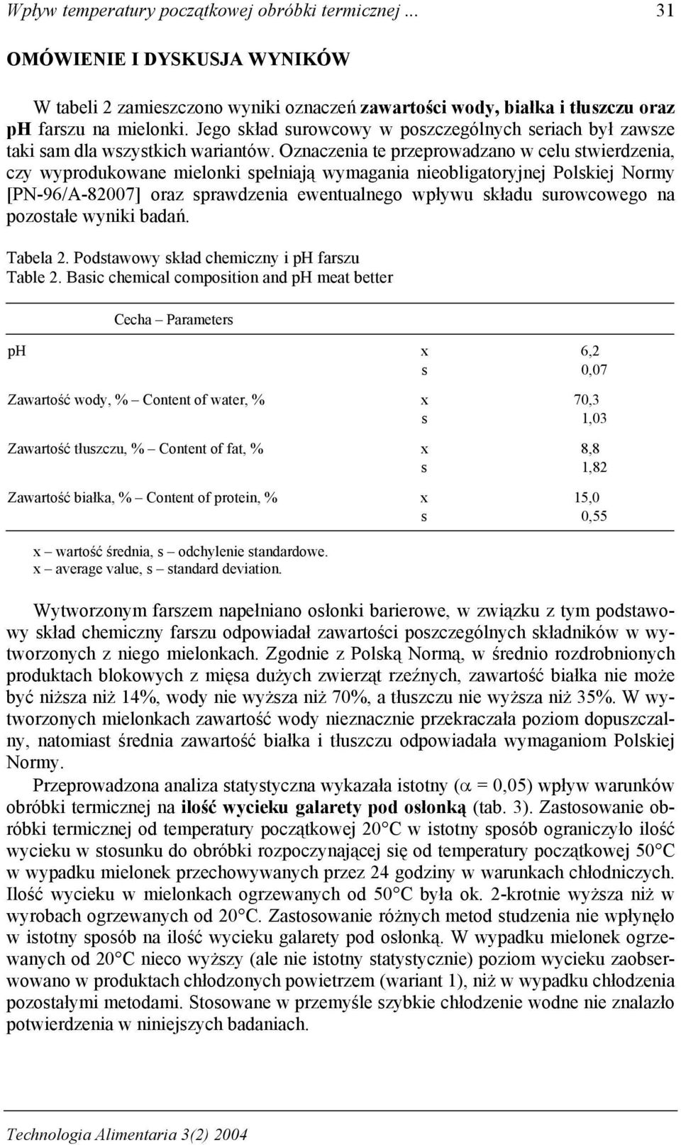 Oznaczenia te przeprowadzano w celu stwierdzenia, czy wyprodukowane mielonki spełniają wymagania nieobligatoryjnej Polskiej Normy [PN-96/A-82007] oraz sprawdzenia ewentualnego wpływu składu