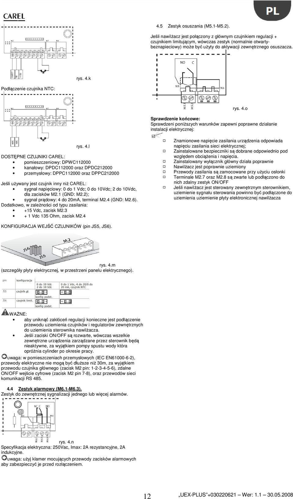 k Podłączenie czujnika NTC: rys. 4.