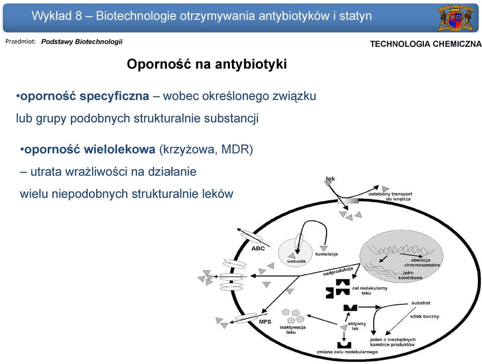 substancji oporność wielolekowa (krzyżowa, MDR) utrata