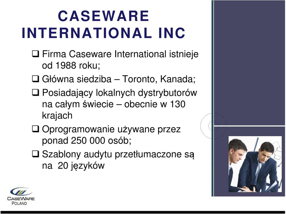 dystrybutorów na całym świecie obecnie w 130 krajach Oprogramowanie