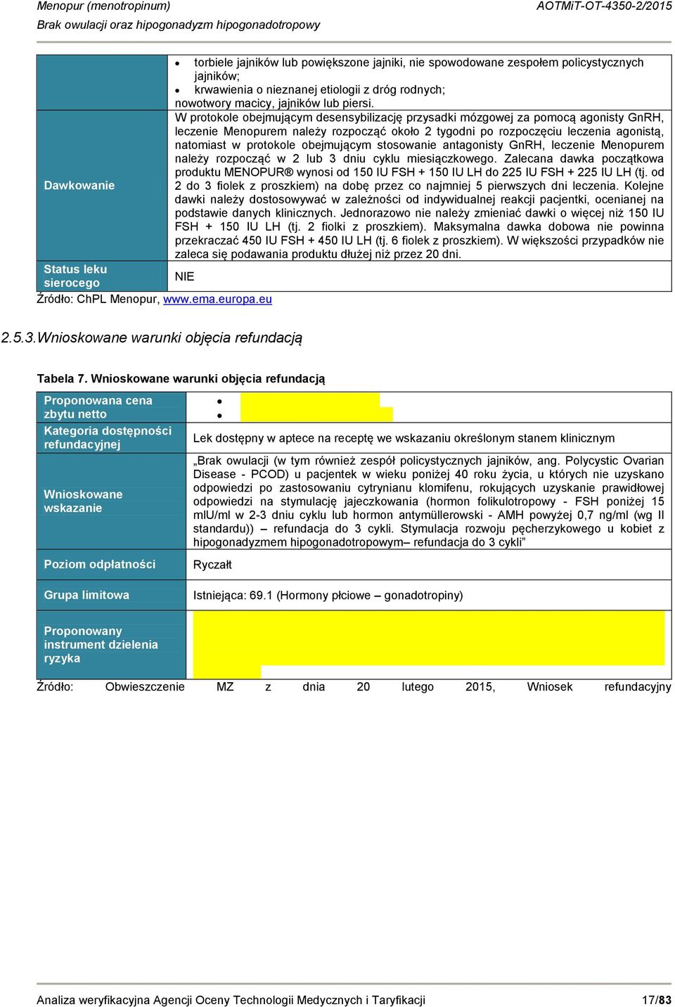 obejmującym stosowanie antagonisty GnRH, leczenie Menopurem należy rozpocząć w 2 lub 3 dniu cyklu miesiączkowego.