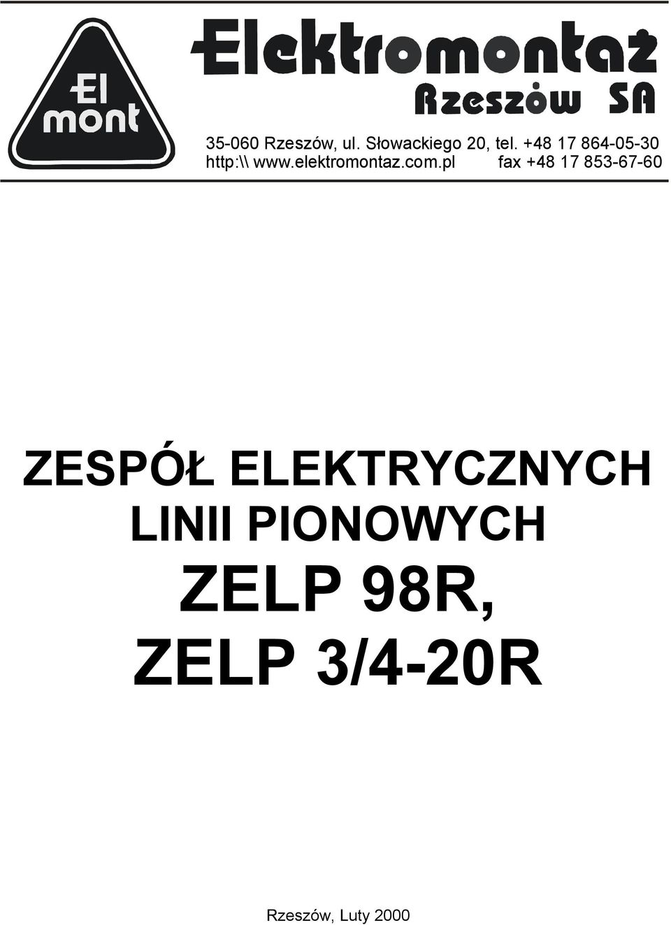 pl fax +48 17 853-67-60 ZESPÓŁ ELEKTRYCZNYCH