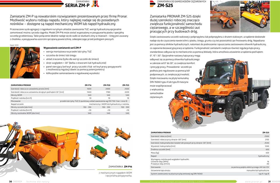 Przeznaczone są do agregacji z ciągnikami na tylnym układzie zawieszenia TUZ, wersję hydrauliczną opcjonalnie zamontować można z przodu ciągnika.