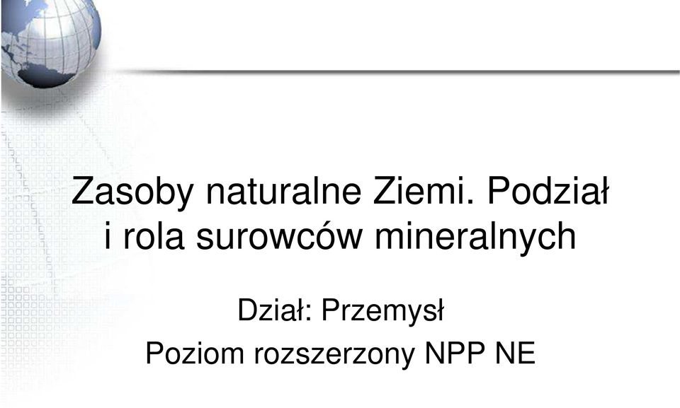 mineralnych Dział: