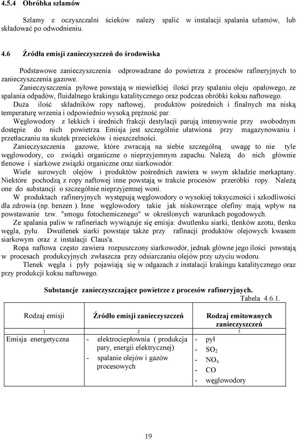 Zanieczyszczenia pyłowe powstają w niewielkiej ilości przy spalaniu oleju opałowego, ze spalania odpadów, fluidalnego krakingu katalitycznego oraz podczas obróbki koksu naftowego.