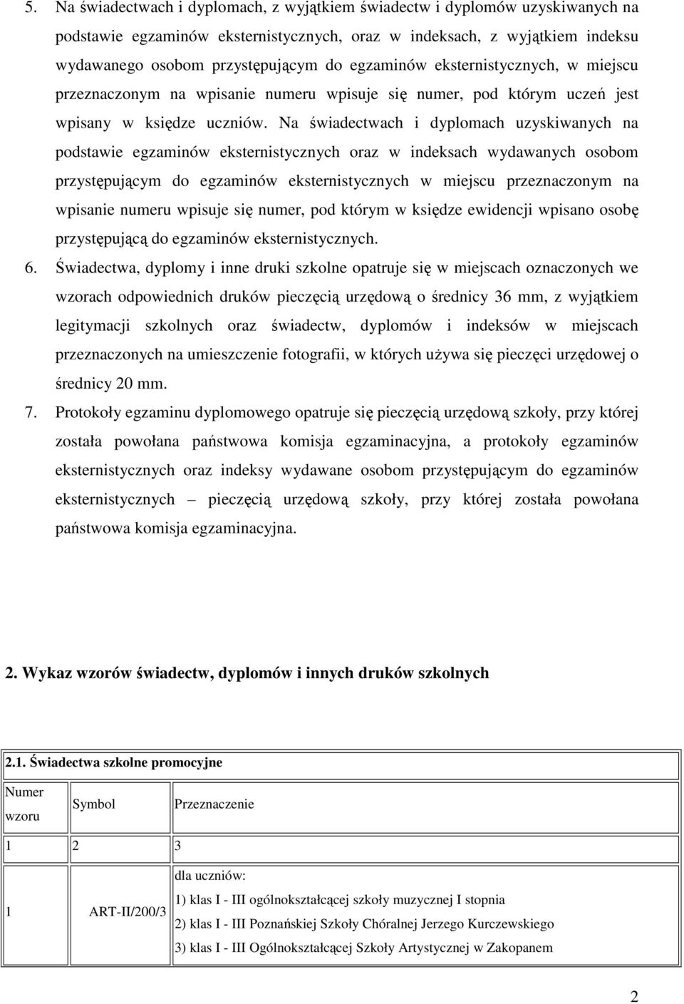 Na świadectwach i dyplomach uzyskiwanych na podstawie egzaminów eksternistycznych oraz w indeksach wydawanych osobom przystępującym do egzaminów eksternistycznych w miejscu przeznaczonym na wpisanie