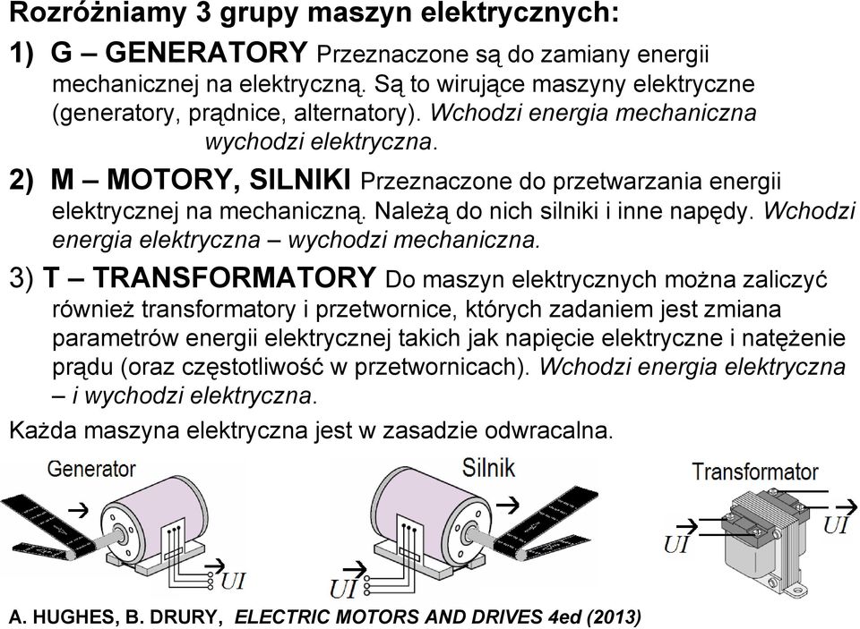 Wchodzi energia elektryczna wychodzi mechaniczna.