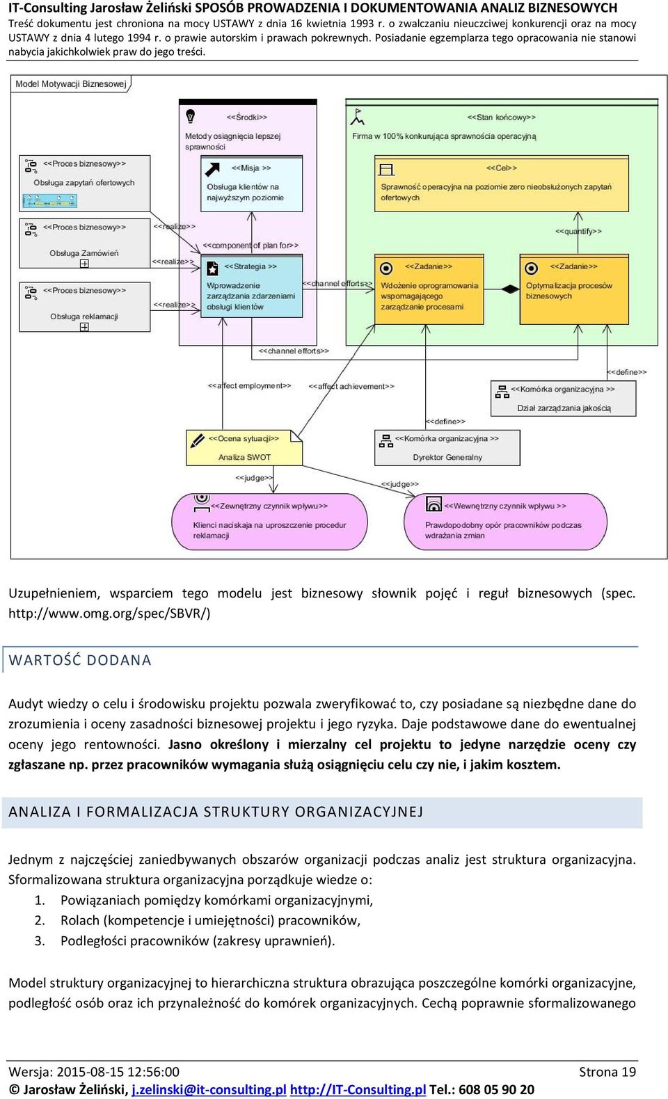 Daje podstawowe dane do ewentualnej oceny jego rentowności. Jasno określony i mierzalny cel projektu to jedyne narzędzie oceny czy zgłaszane np.