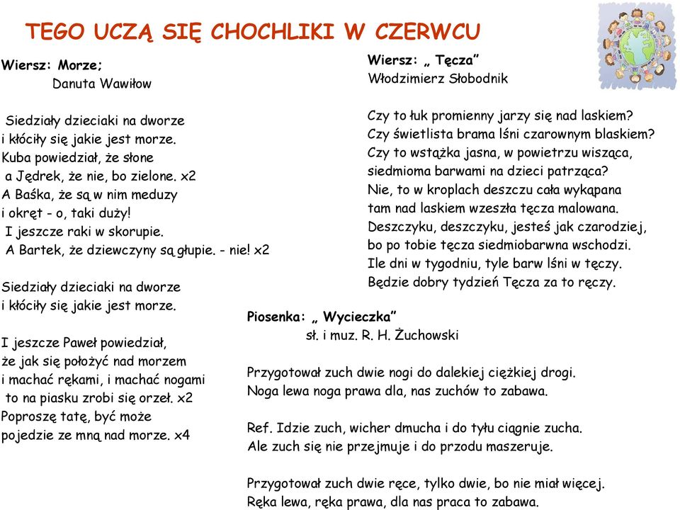 I jeszcze Paweł powiedział, że jak się położyć nad morzem i machać rękami, i machać nogami to na piasku zrobi się orzeł. x2 Poproszę tatę, być może pojedzie ze mną nad morze.