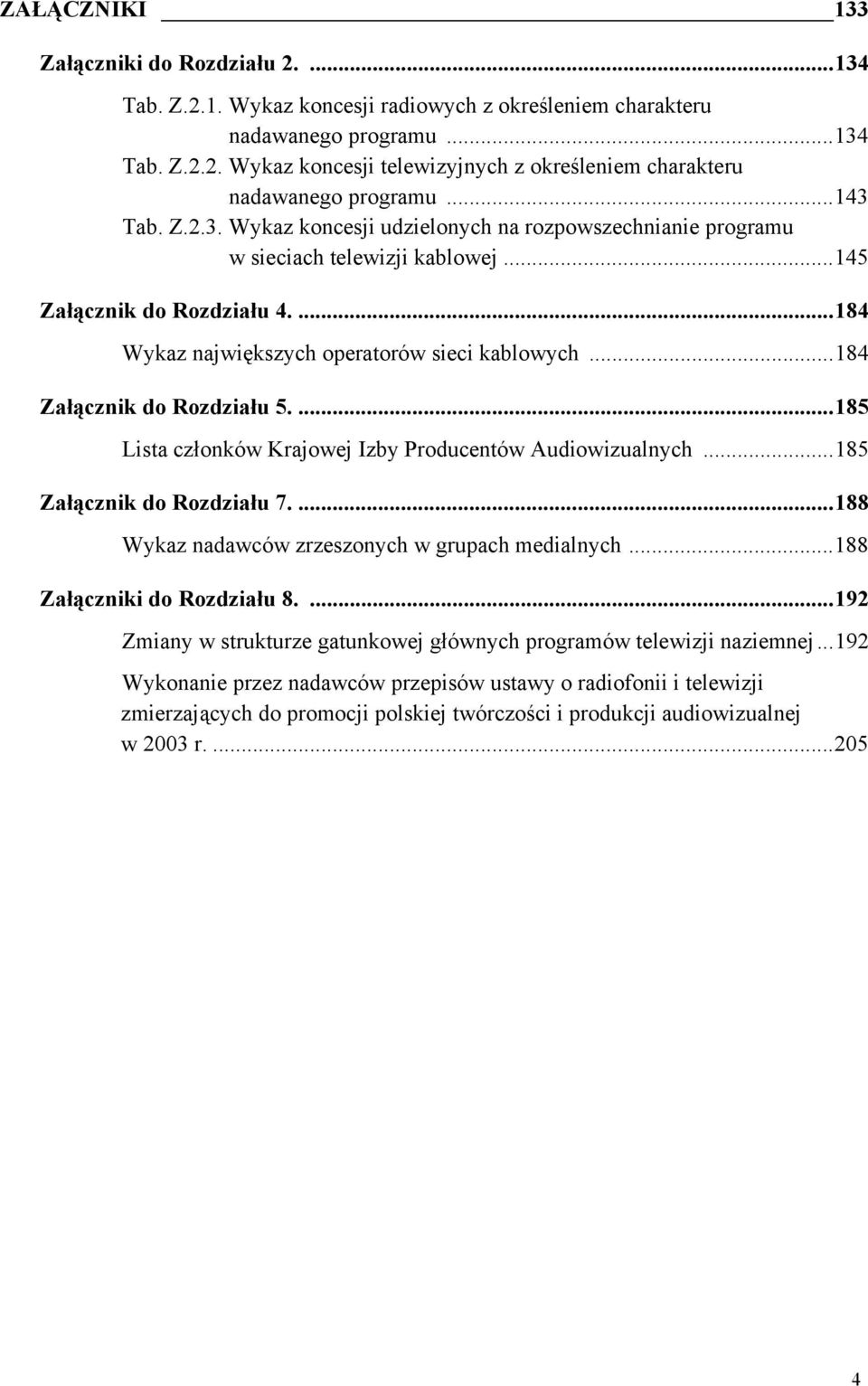 ..184 Załącznik do Rozdziału 5....185 Lista członków Krajowej Izby Producentów Audiowizualnych...185 Załącznik do Rozdziału 7....188 Wykaz nadawców zrzeszonych w grupach medialnych.