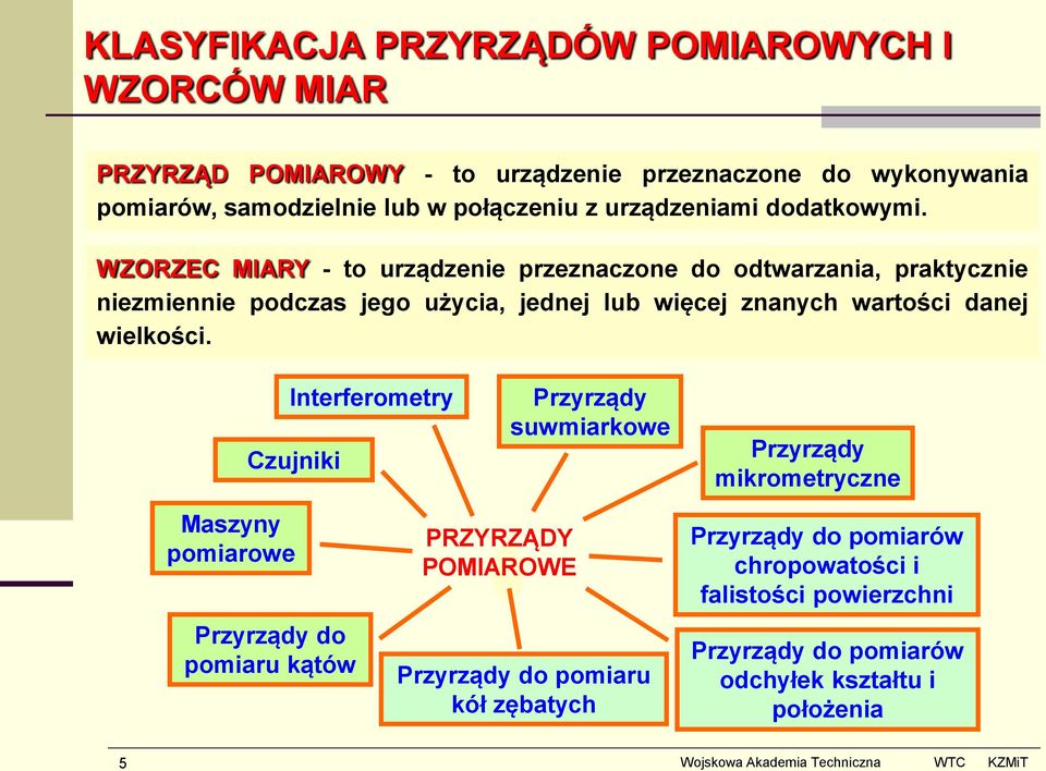 WZORZEC MIARY - to urządzenie przeznaczone do odtwarzania, praktycznie niezmiennie podczas jego użycia, jednej lub więcej znanych wartości danej wielkości.