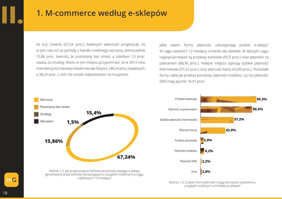) badanych, a 38,24 proc. z nich nie umiało odpowiedzieć na to pytanie. Jakie zatem formy płatności udostępniają polskie? W ciągu ostatnich 12 miesięcy zmieniło się niewiele.