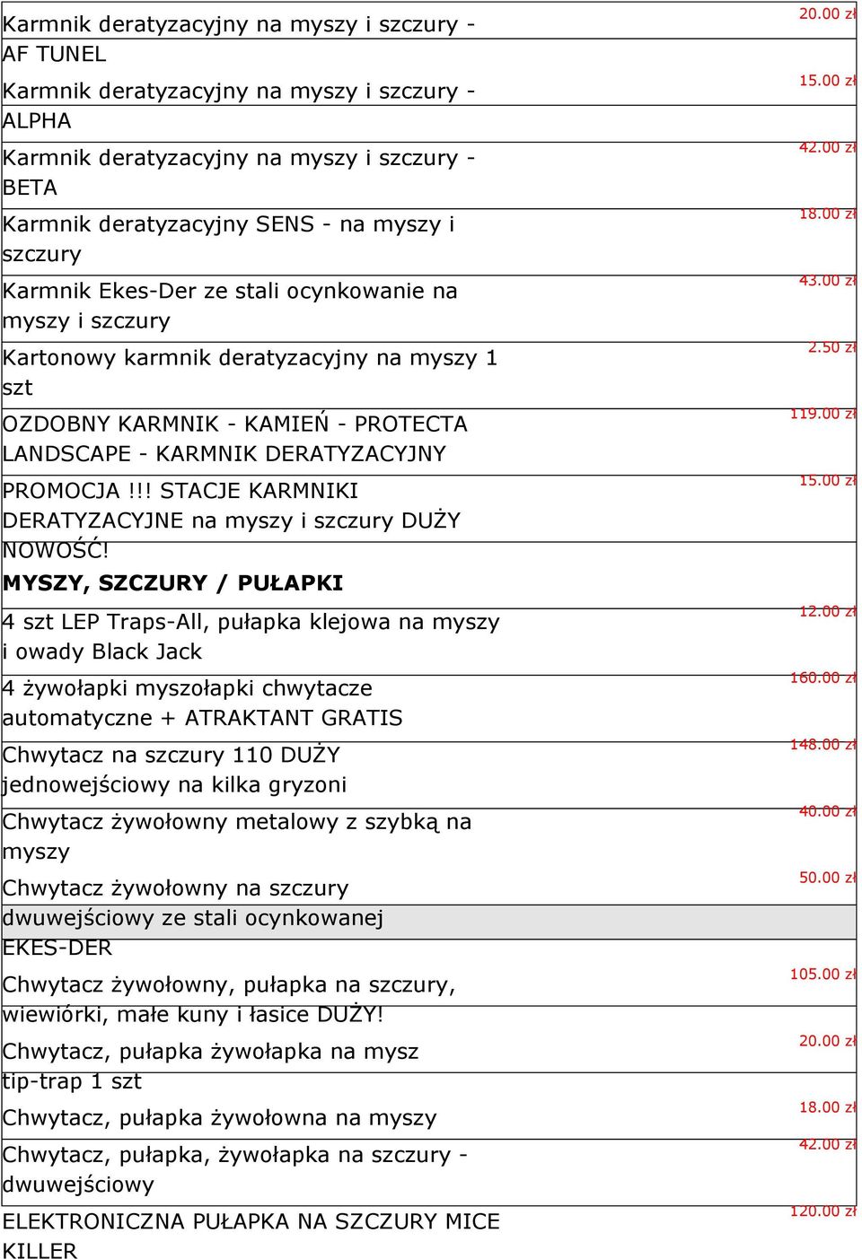 !! STACJE KARMNIKI DERATYZACYJNE na myszy i szczury DUŻY NOWOŚĆ!