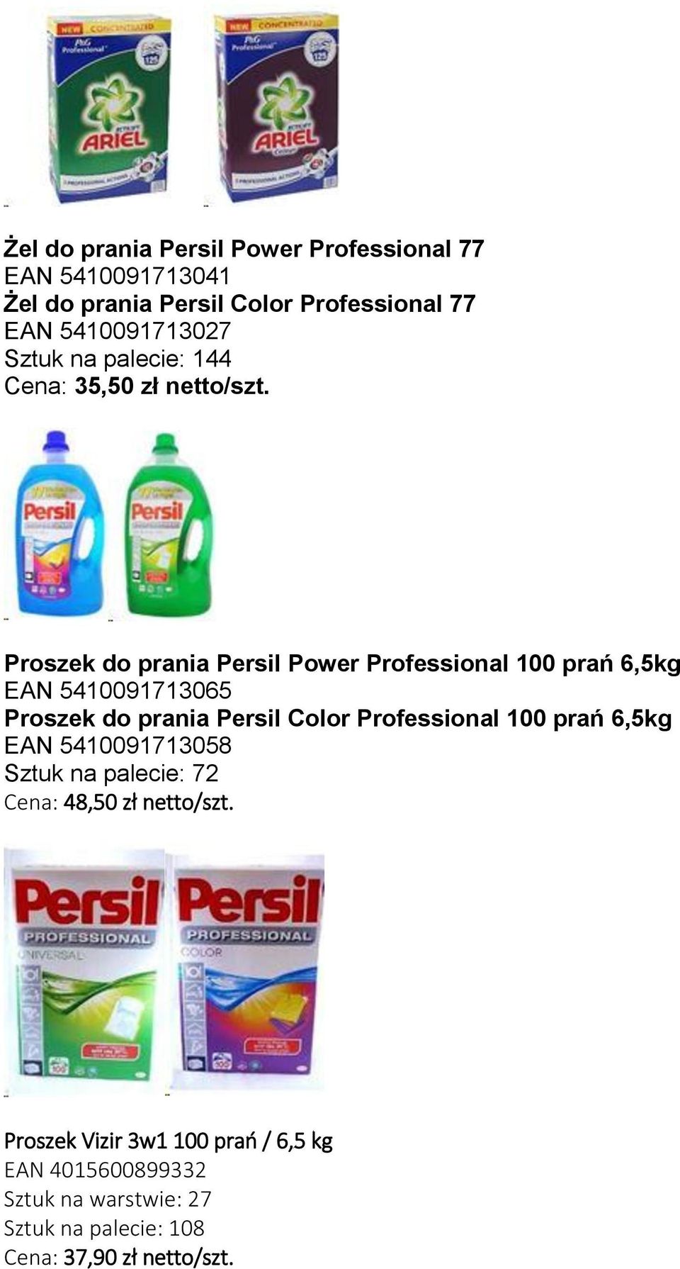 Proszek do prania Persil Power Professional 100 prań 6,5kg EAN 5410091713065 Proszek do prania Persil Color Professional