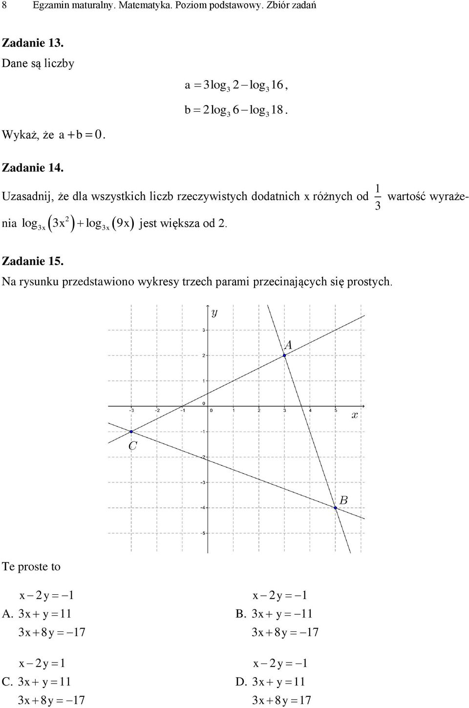 wartość wyrażenia log x log 9x x x jest większa od Zadanie 5 Na rysunku przedstawiono wykresy trzech