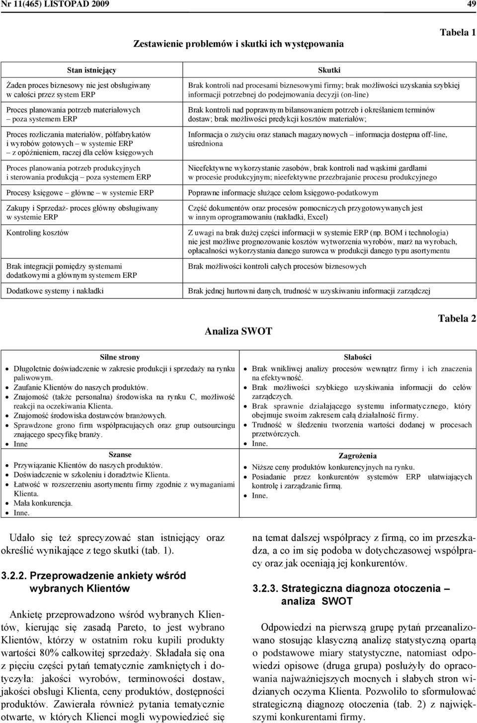 sterowania produkcją poza systemem ERP Procesy księgowe główne w systemie ERP Zakupy i Sprzedaż- proces główny obsługiwany w systemie ERP Kontroling kosztów Brak integracji pomiędzy systemami