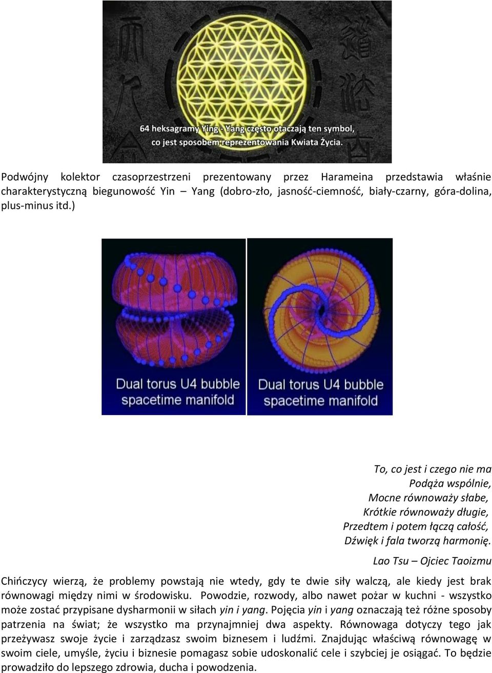 Lao Tsu Ojciec Taoizmu Chińczycy wierzą, że problemy powstają nie wtedy, gdy te dwie siły walczą, ale kiedy jest brak równowagi między nimi w środowisku.