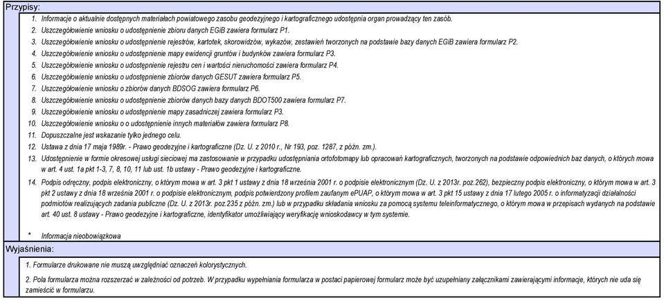 Uszczegółowienie wniosku o udostępnienie rejestrów, kartotek, skorowidzów, wykazów, zestawień tworzonych na podstawie bazy danych EGiB zawiera formularz P2.