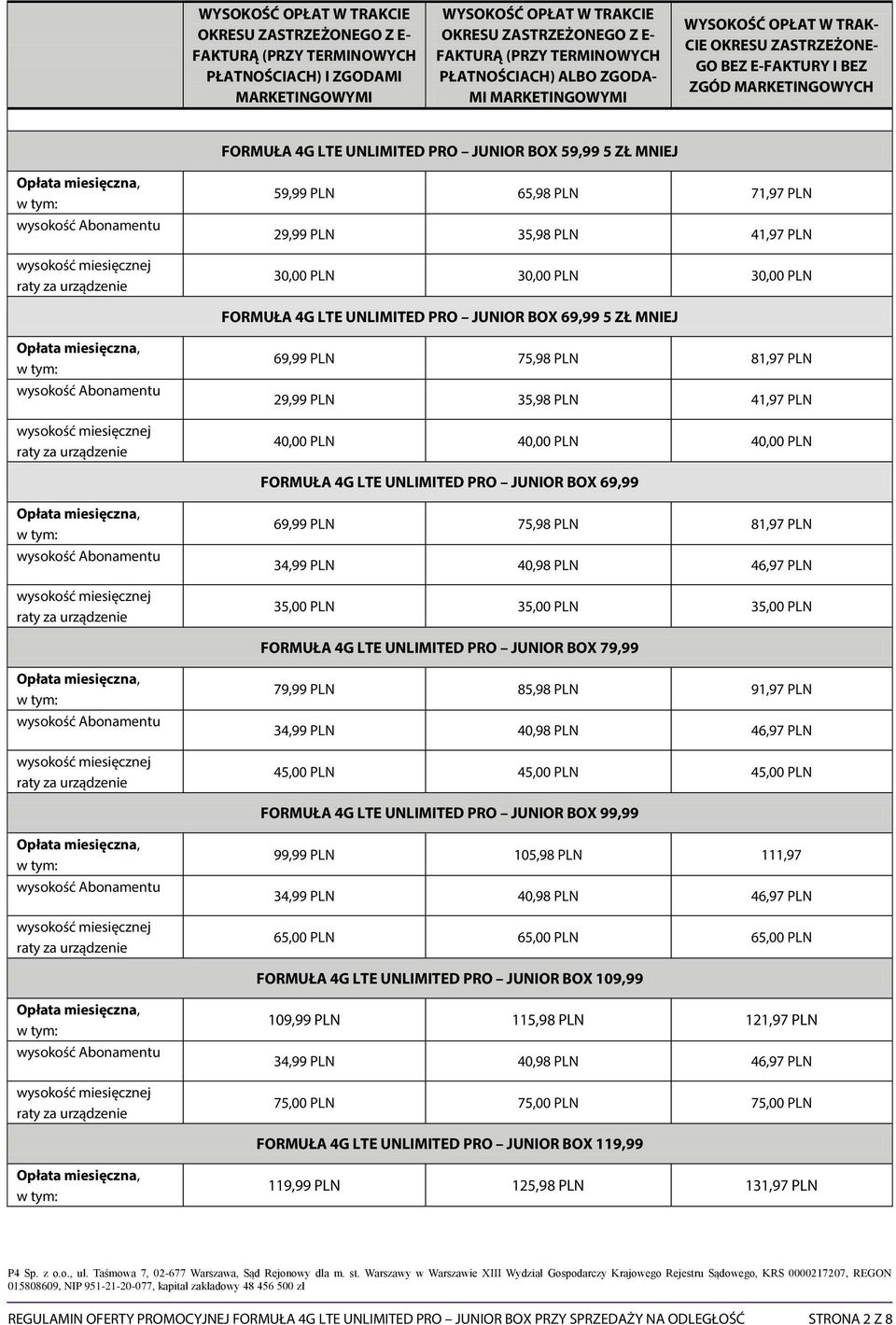 81,97 PLN 29,99 PLN 35,98 PLN 41,97 PLN 40,00 PLN 40,00 PLN 40,00 PLN FORMUŁA 4G LTE UNLIMITED PRO JUNIOR BOX 69,99 69,99 PLN 75,98 PLN 81,97 PLN 35,00 PLN 35,00 PLN 35,00 PLN FORMUŁA 4G LTE