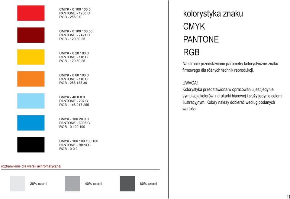 reprodukcji. UWAGA! Kolorystyka przedstawiona w opracowaniu jest jedynie symulacją kolorów z drukarki biurowej i służy jedynie celom ilustracyjnym.