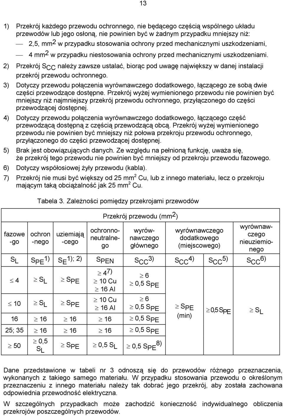 2) Przekrój S CC należy zawsze ustalać, biorąc pod uwagę największy w danej instalacji przekrój przewodu ochronnego.