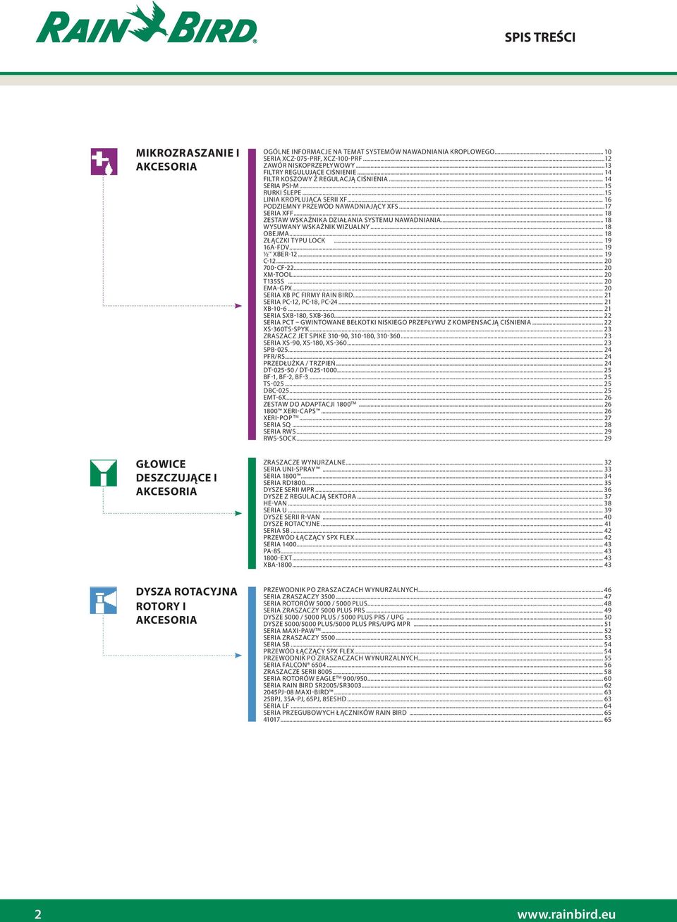 .. 16 PODZIEMNY PRZEWÓD NAWADNIAJĄCY XFS...17 SERIA XFF... 18 ZESTAW WSKAŹNIKA DZIAŁANIA SYSTEMU NAWADNIANIA... 18 Wysuwany wskaźnik wizualny... 18 OBEJMA... 18 ZŁĄCZKI TYPU LOCK... 19 16A-FDV.