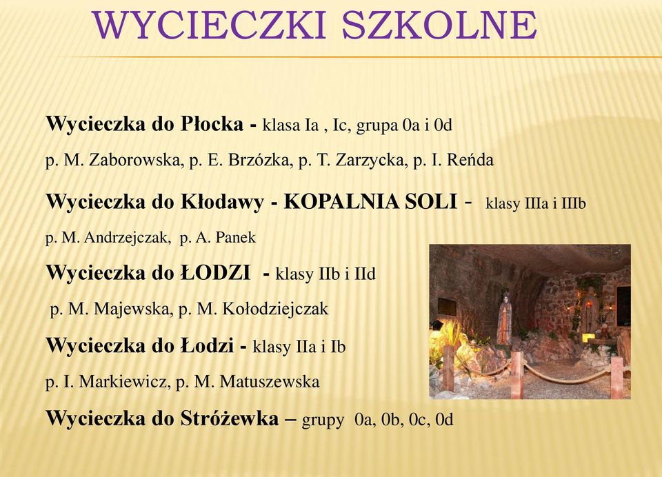 Andrzejczak, p. A. Panek Wycieczka do ŁODZI - klasy IIb i IId p. M.