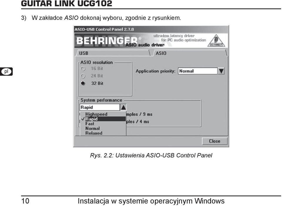 2: Ustawienia ASIO-USB Control