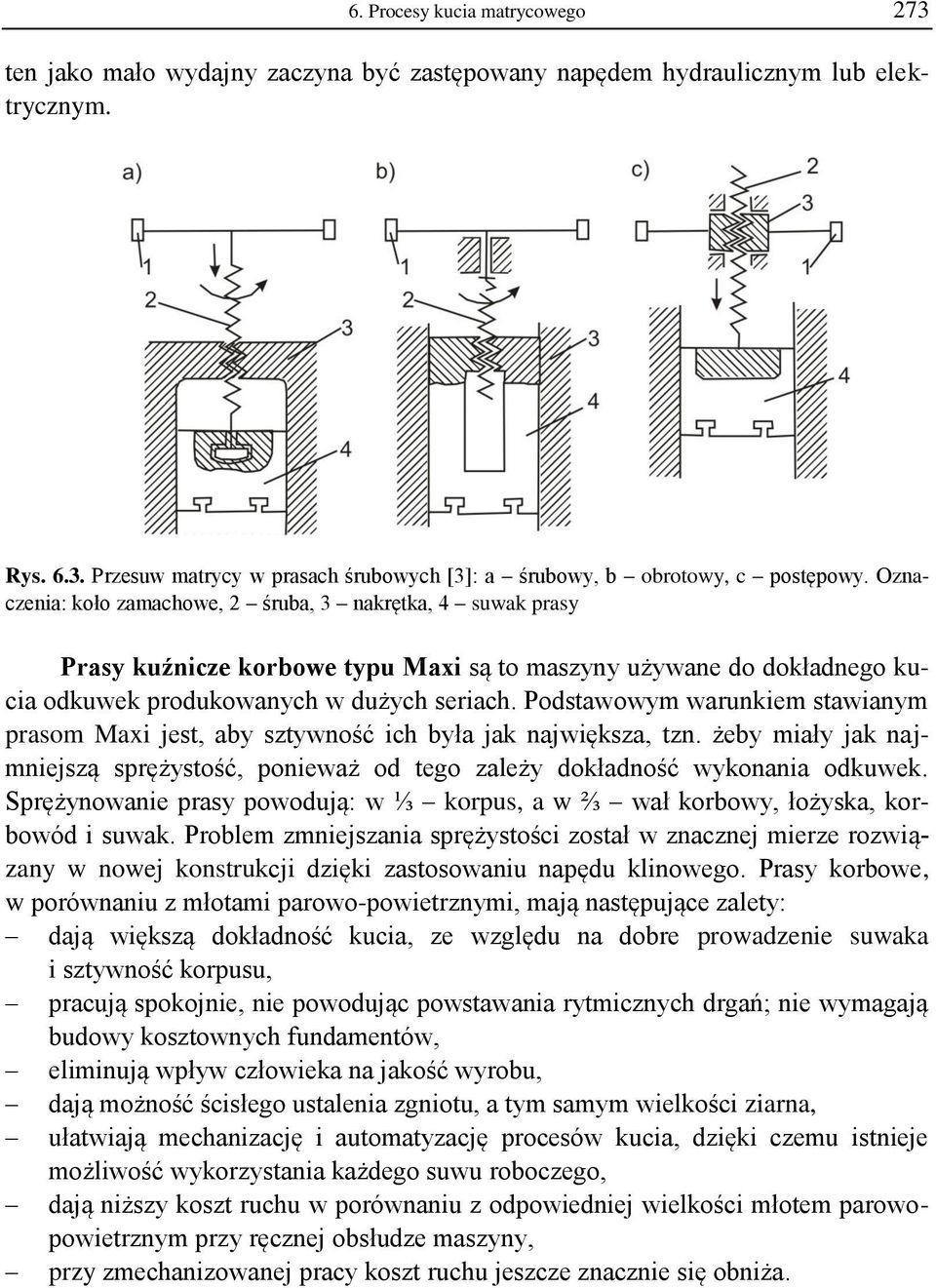 Podstawowym warunkiem stawianym prasom Maxi jest, aby sztywność ich była jak największa, tzn. żeby miały jak najmniejszą sprężystość, ponieważ od tego zależy dokładność wykonania odkuwek.