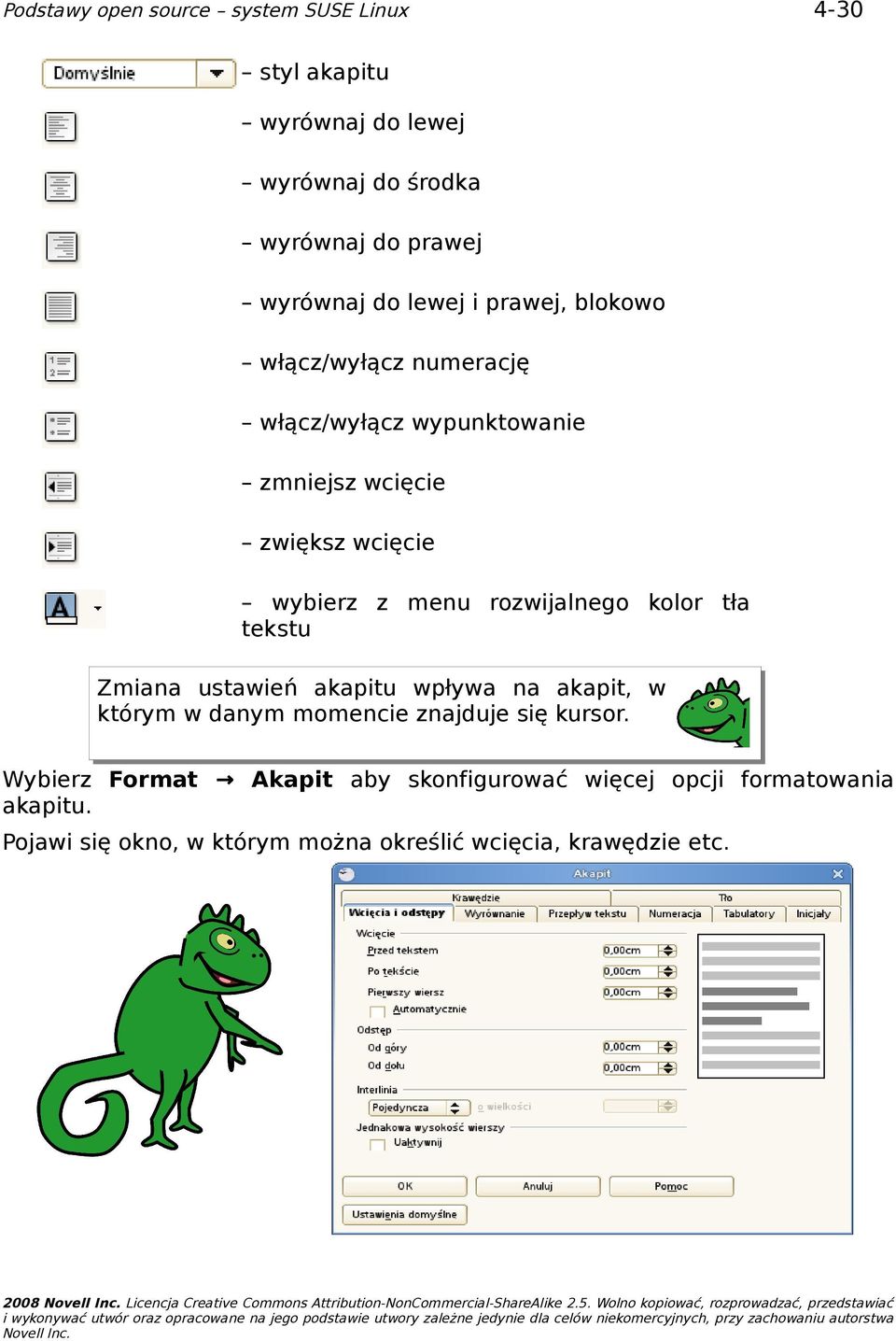 tła tekstu Zmiana ustawień akapitu wpływa na akapit, w którym w danym momencie znajduje się kursor.