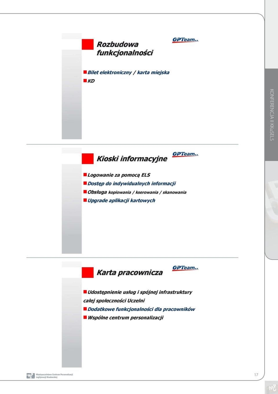 Upgrade aplikacji kartowych Karta pracownicza Udostępnienie usług i spójnej infrastruktury