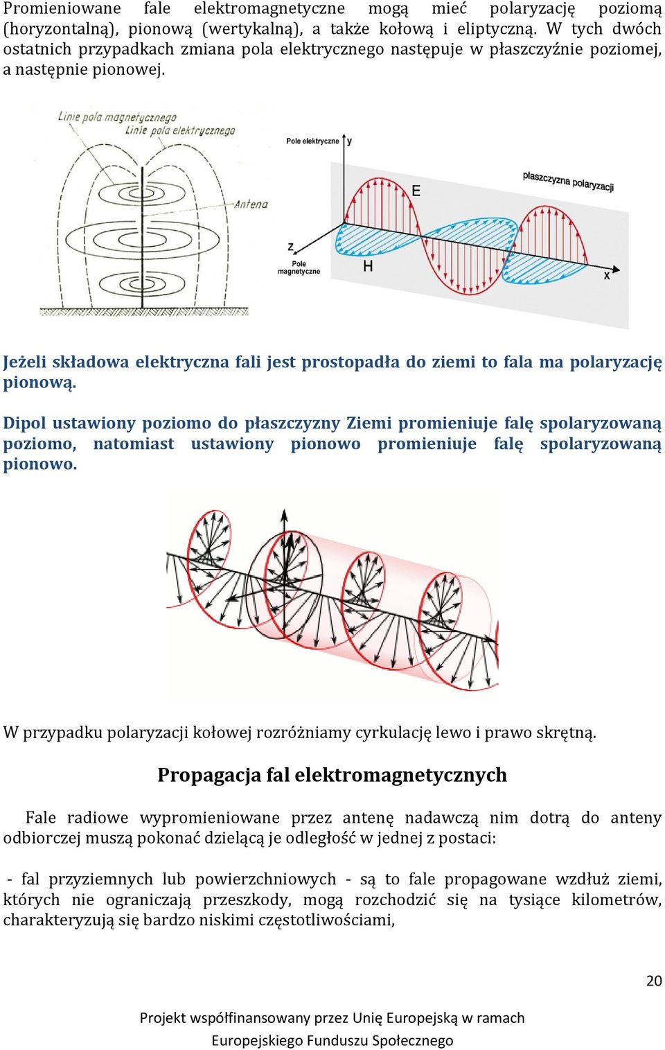 Jeżeli składowa elektryczna fali jest prostopadła do ziemi to fala ma polaryzację pionową.