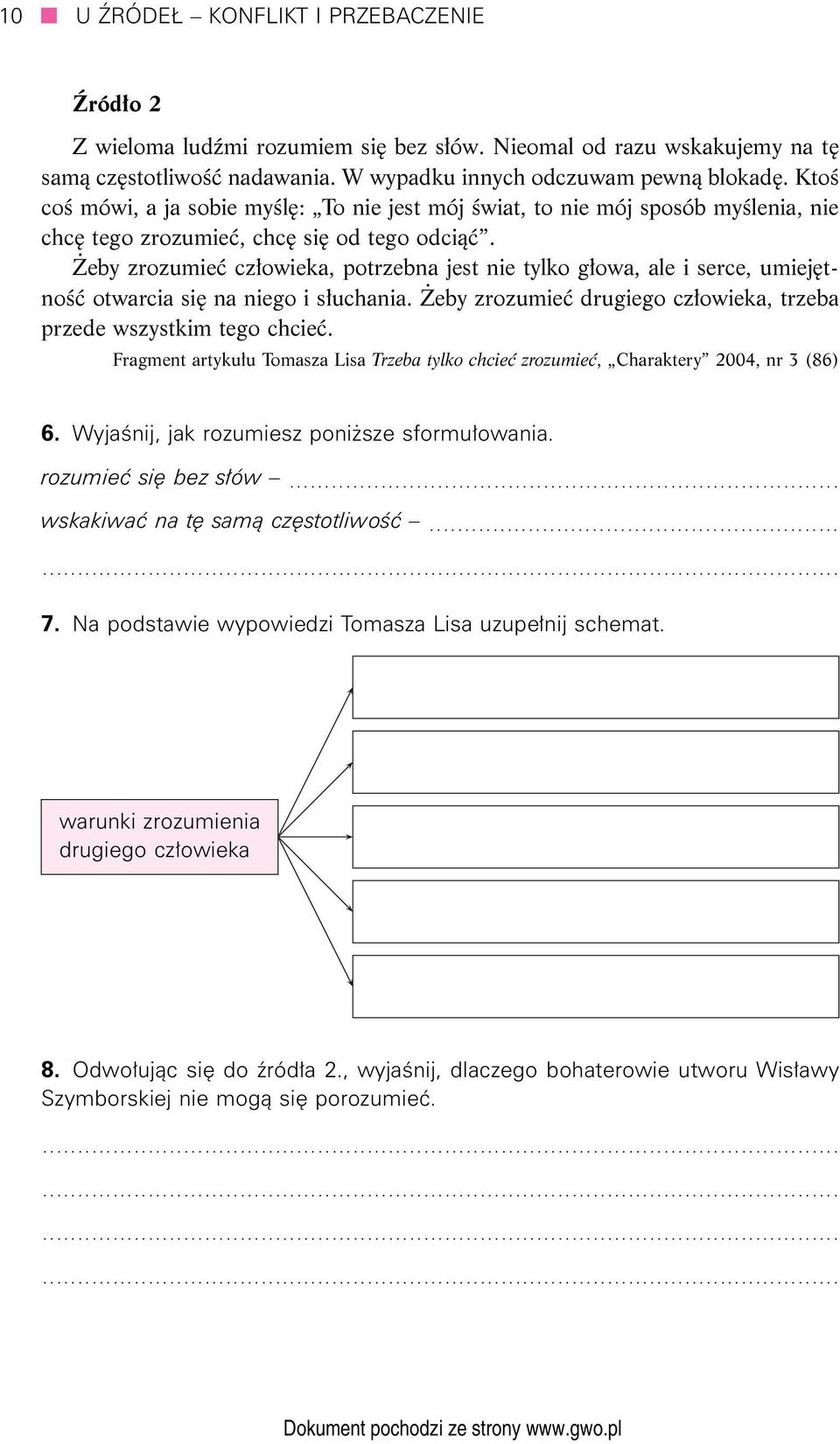 Żeby zrozumieć człowieka, potrzebna jest nie tylko głowa, ale i serce, umiejętność otwarcia się na niego i słuchania. Żeby zrozumieć drugiego człowieka, trzeba przede wszystkim tego chcieć.