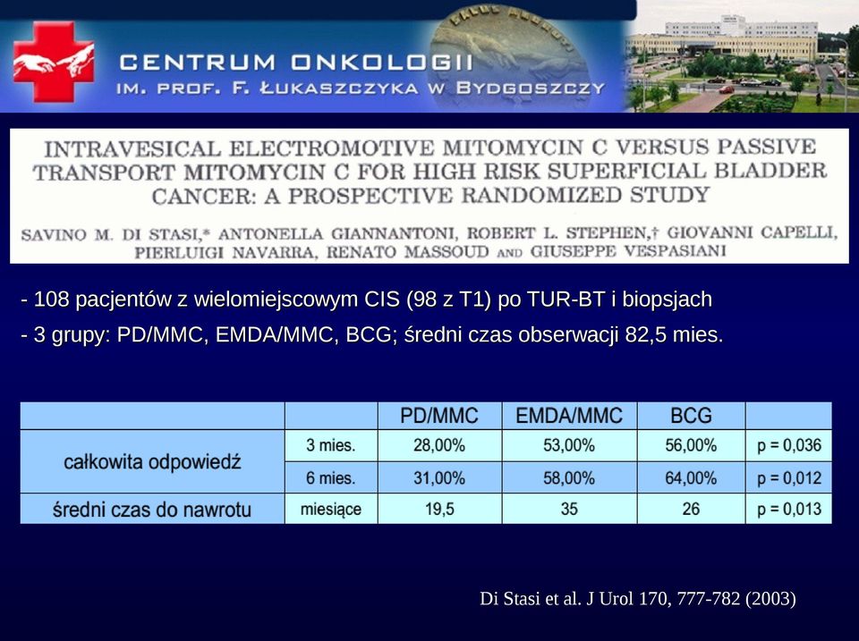 EMDA/MMC, BCG; średni czas obserwacji 82,5