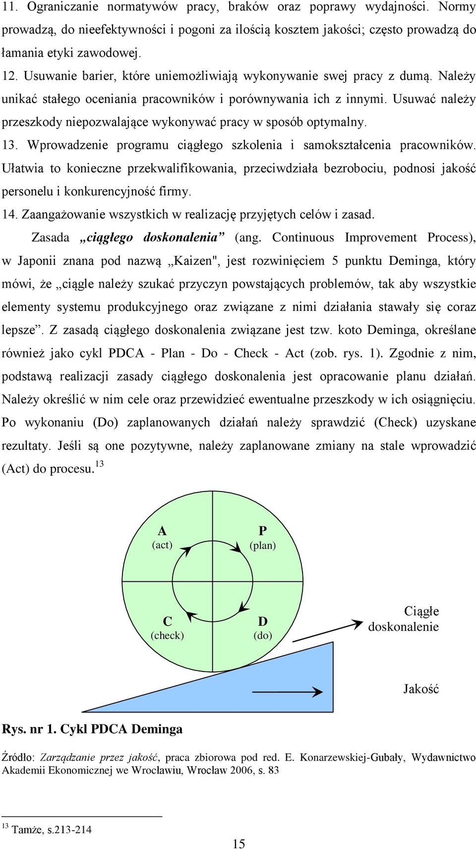 Usuwać należy przeszkody niepozwalające wykonywać pracy w sposób optymalny. 13. Wprowadzenie programu ciągłego szkolenia i samokształcenia pracowników.