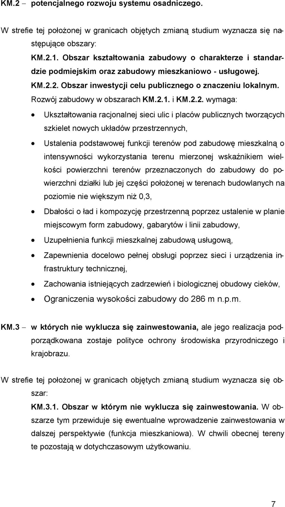 Rozwój zabudowy w obszarach KM.2.