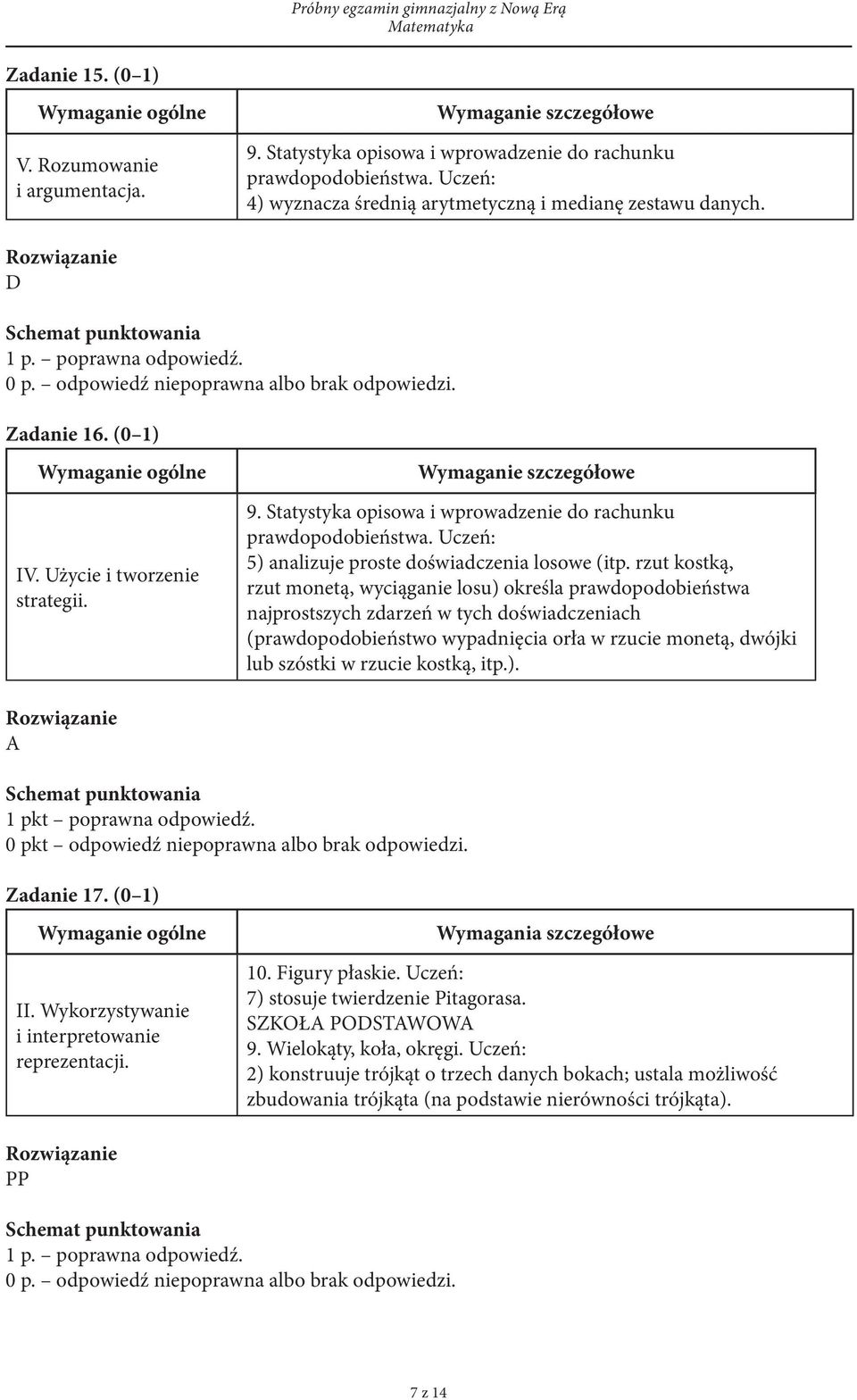 rzut kostką, rzut monetą, wyciąganie losu) określa prawdopodobieństwa najprostszych zdarzeń w tych doświadczeniach (prawdopodobieństwo wypadnięcia orła w rzucie monetą, dwójki lub szóstki w rzucie