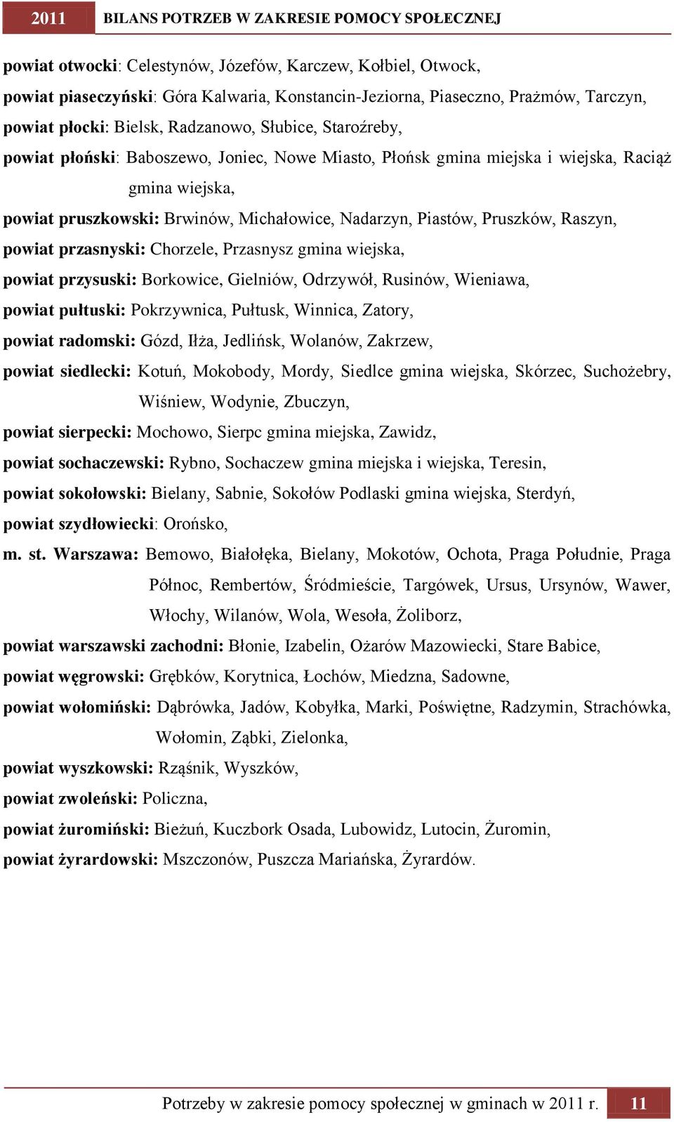 przasnyski: Chorzele, Przasnysz gmina wiejska, powiat przysuski: Borkowice, Gielniów, Odrzywół, Rusinów, Wieniawa, powiat pułtuski: Pokrzywnica, Pułtusk, Winnica, Zatory, powiat radomski: Gózd, Iłża,