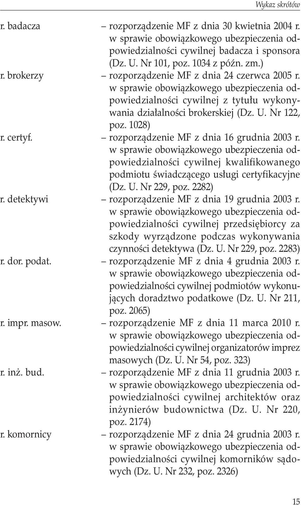 cywilnej kwalifikowanego podmiotu świadczącego usługi certyfikacyjne (Dz. U. Nr 229, poz. 2282) r. detektywi rozporządzenie MF z dnia 19 grudnia 2003 r.