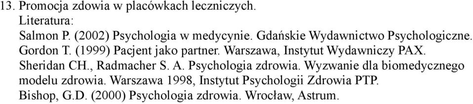 Psychologia zdrowia.