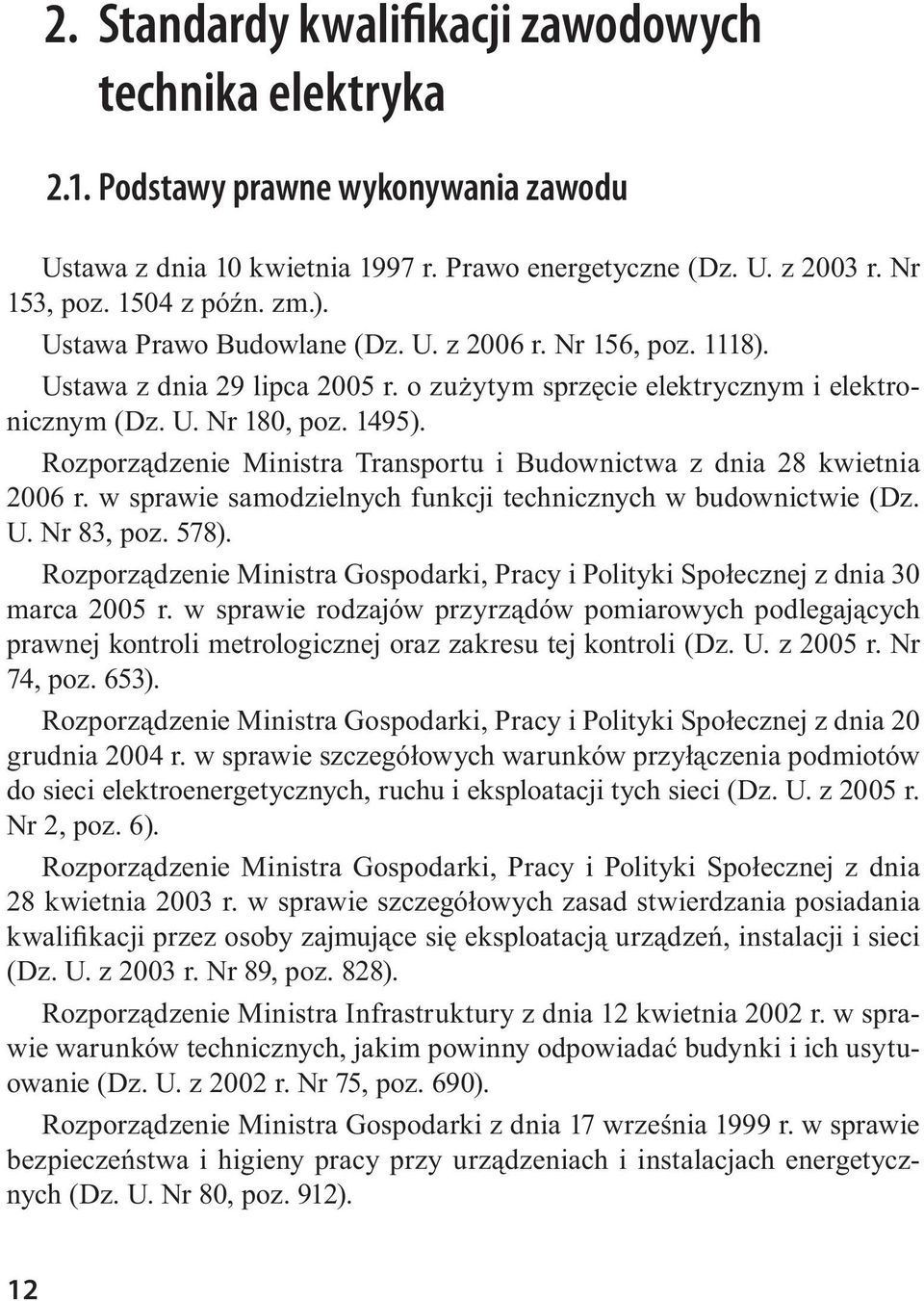 Rozporządzenie Ministra Transportu i Budownictwa z dnia 28 kwietnia 2006 r. w sprawie samodzielnych funkcji technicznych w budownictwie (Dz. U. Nr 83, poz. 578).