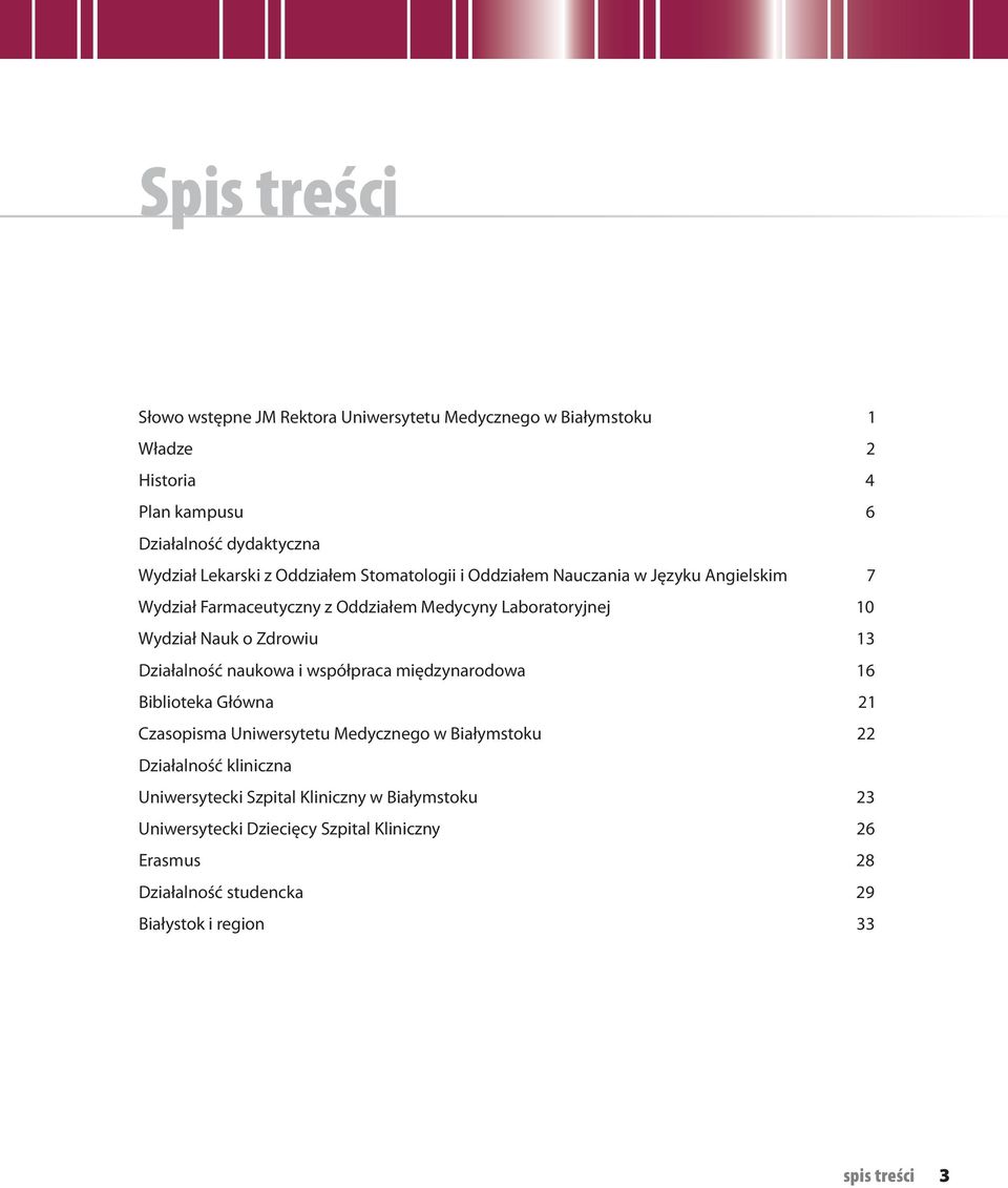 Działalność naukowa i współpraca międzynarodowa 16 Biblioteka Główna 21 Czasopisma Uniwersytetu Medycznego w Białymstoku 22 Działalność kliniczna