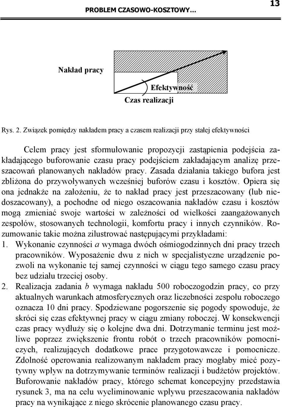 zakładającym analizę przeszacowań planowanych nakładów pracy. Zasada działania takiego bufora jest zbliżona do przywoływanych wcześniej buforów czasu i kosztów.