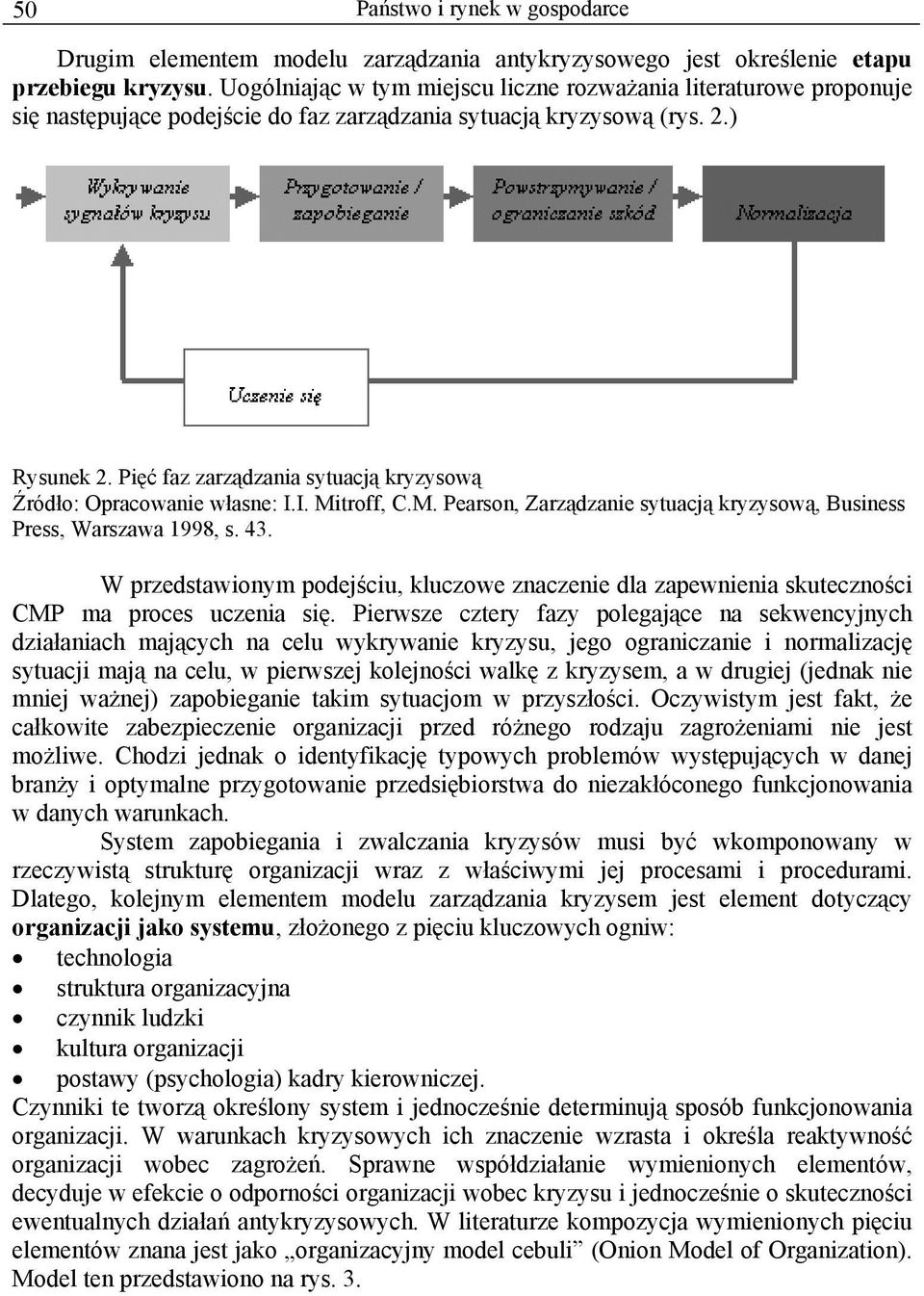 Pięć faz zarządzania sytuacją kryzysową Źródło: Opracowanie własne: I.I. Mitroff, C.M. Pearson, Zarządzanie sytuacją kryzysową, Business Press, Warszawa 1998, s. 43.