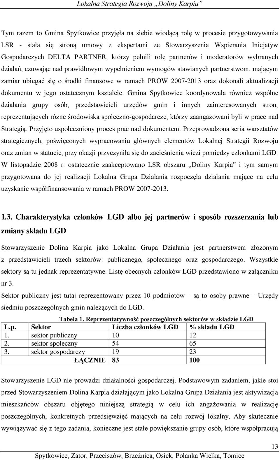 2007-2013 oraz dokonali aktualizacji dokumentu w jego ostatecznym kształcie.