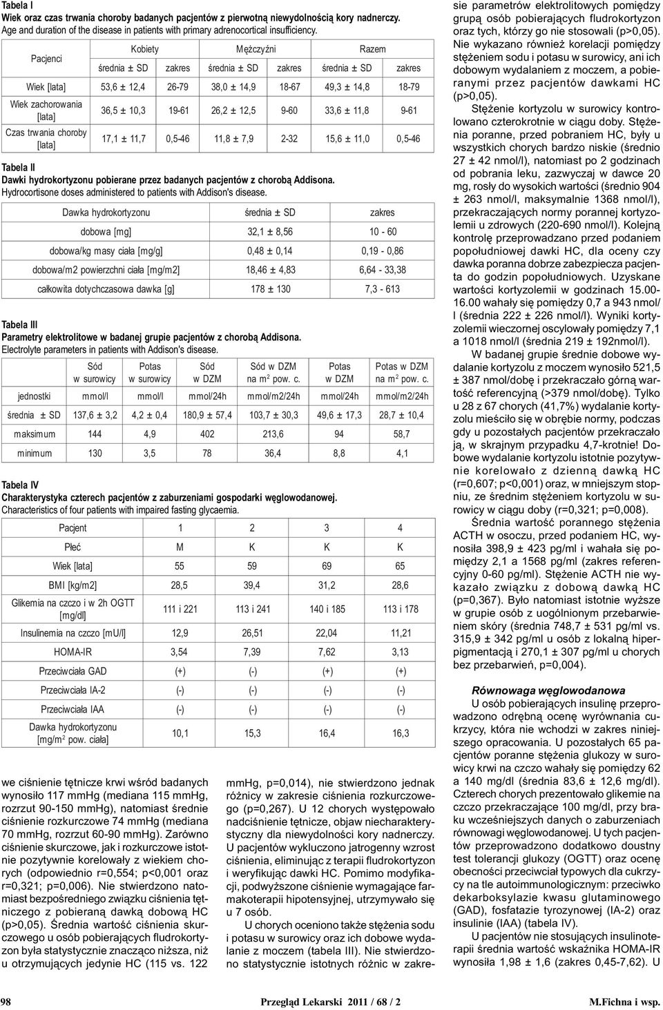 mmhg). Zarówno ciœnienie skurczowe, jak i rozkurczowe istotnie pozytywnie korelowa³y z wiekiem chorych (odpowiednio r=0,554; p<0,001 oraz r=0,31; p=0,006).