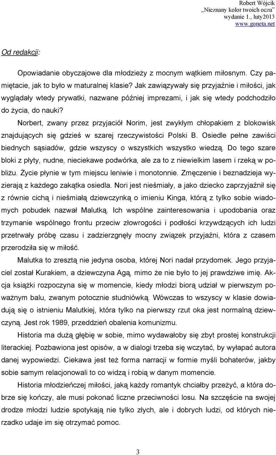 Norbert, zwany przez przyjaciół Norim, jest zwykłym chłopakiem z blokowisk znajdujących się gdzieś w szarej rzeczywistości Polski B.